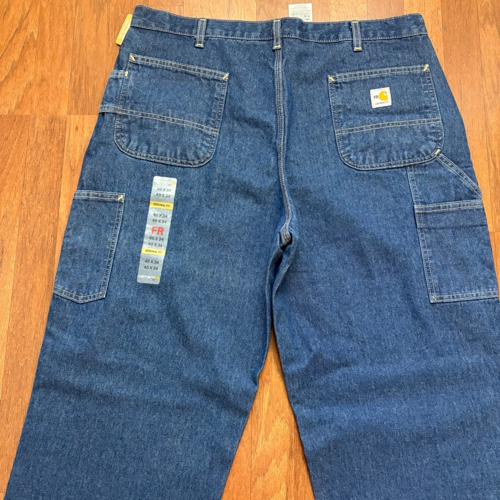 Carhartt FRB13 DNM Flame Resistant Denim Dungaree Mens 40x34 Blue Work Pants NWT - Picture 6 of 6